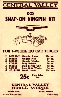 Central Valley K-25 Snap-On King Pin Kit Instructions