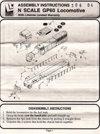 Life-Like N Scale Diagrams and Instructions
