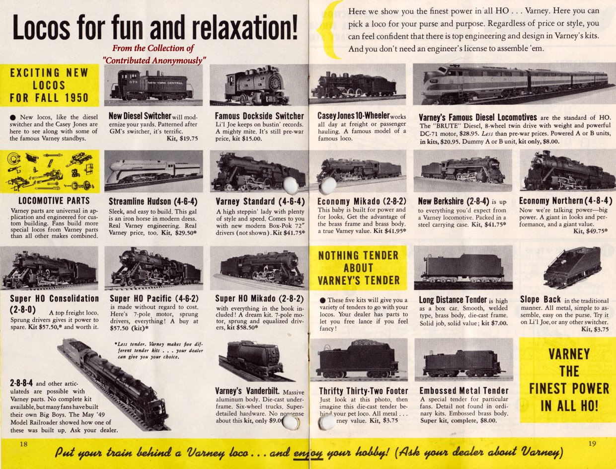 the Varney locomotive page for the 1950 catalog. Incidentally, Varney 