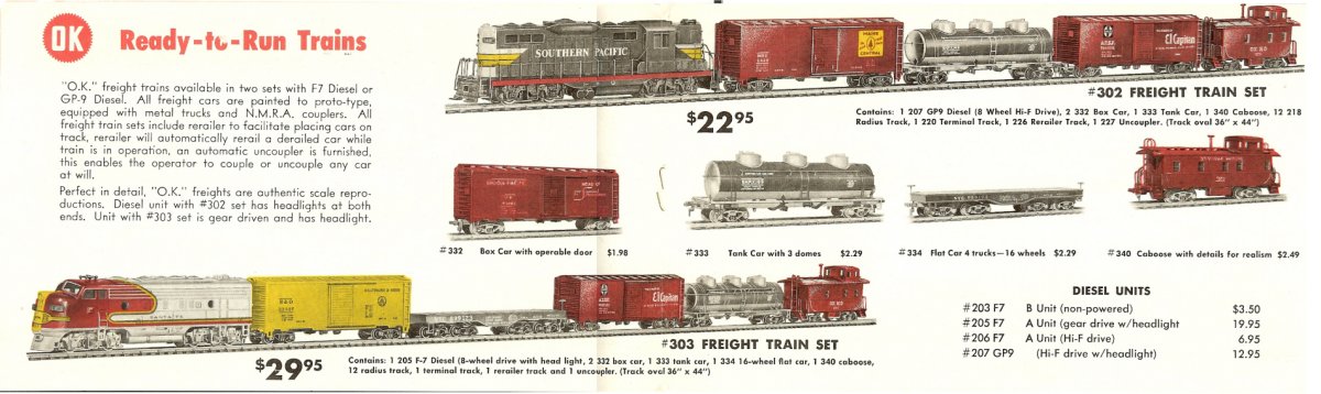 OK Streamline Train Sets HO Gauge catalog 1957 