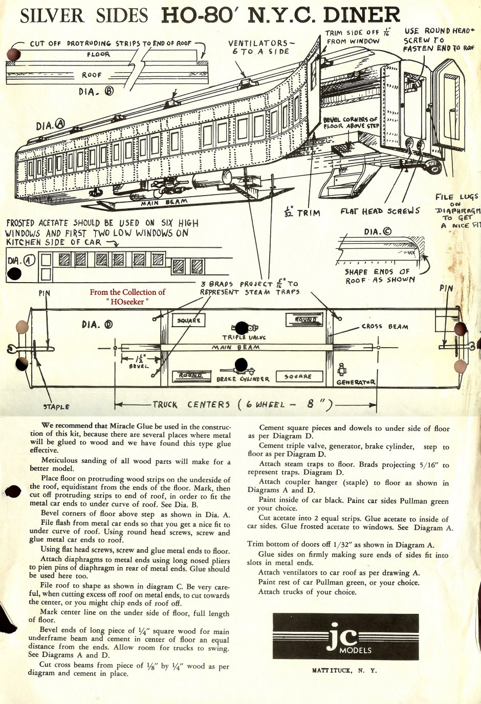 JC Models Silver Sides HO Passenger Kit 80' 12 Section popular Pullman